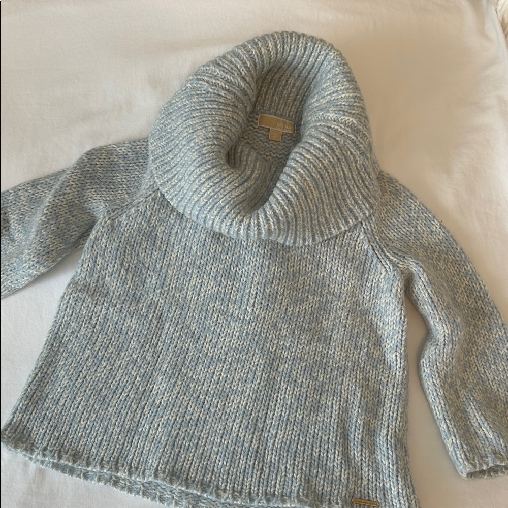 Michael Kors Light Blue Cowl Neck Sweater XL lux +++